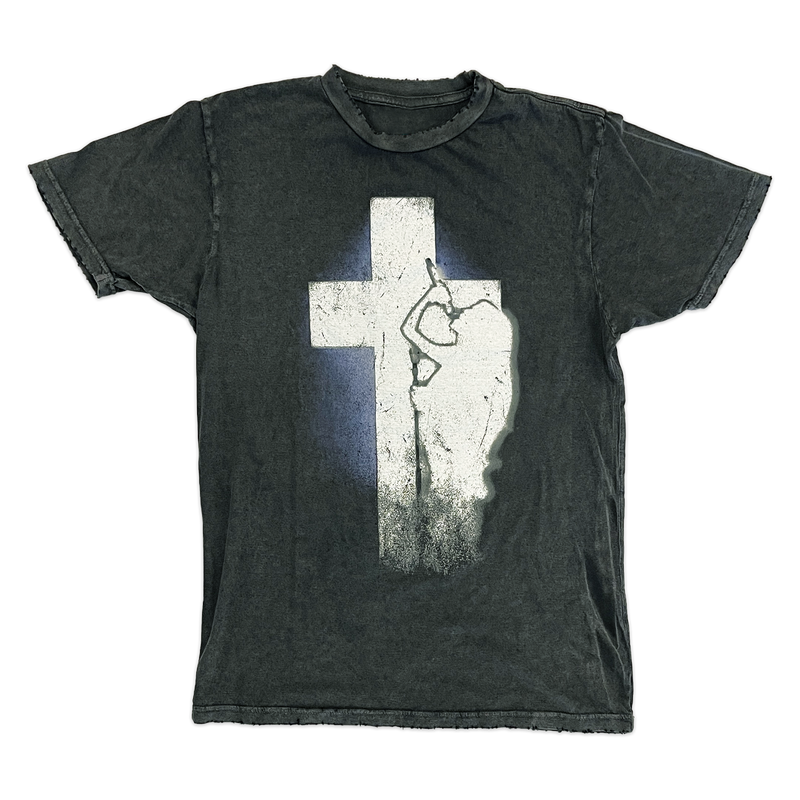 Crucifix Distressed Tee | Nessa Barrett
