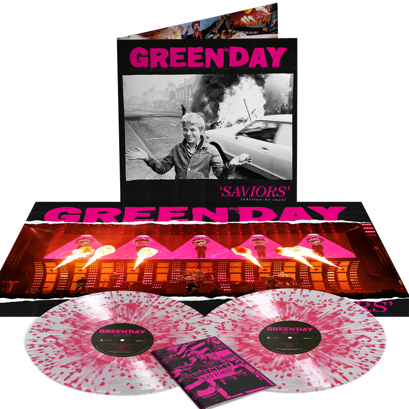 Saviors (édition de luxe) Clear With Pink Splatter VInyl 2LP + Store Exclusive Poster and Zine | Green Day