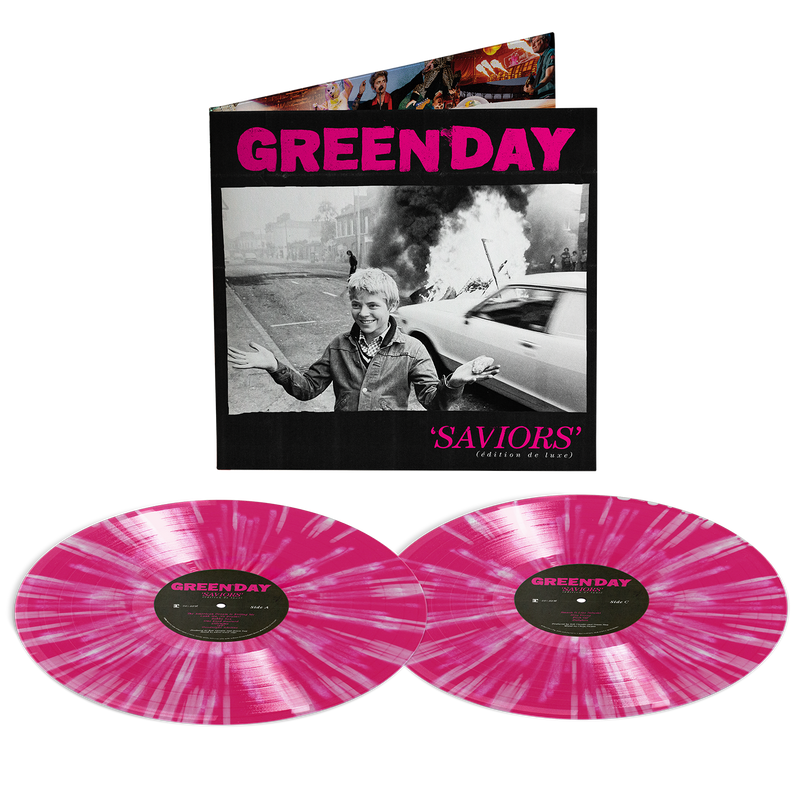 Saviors (édition de luxe) Pink With White Splatter Vinyl 2LP | Green Day